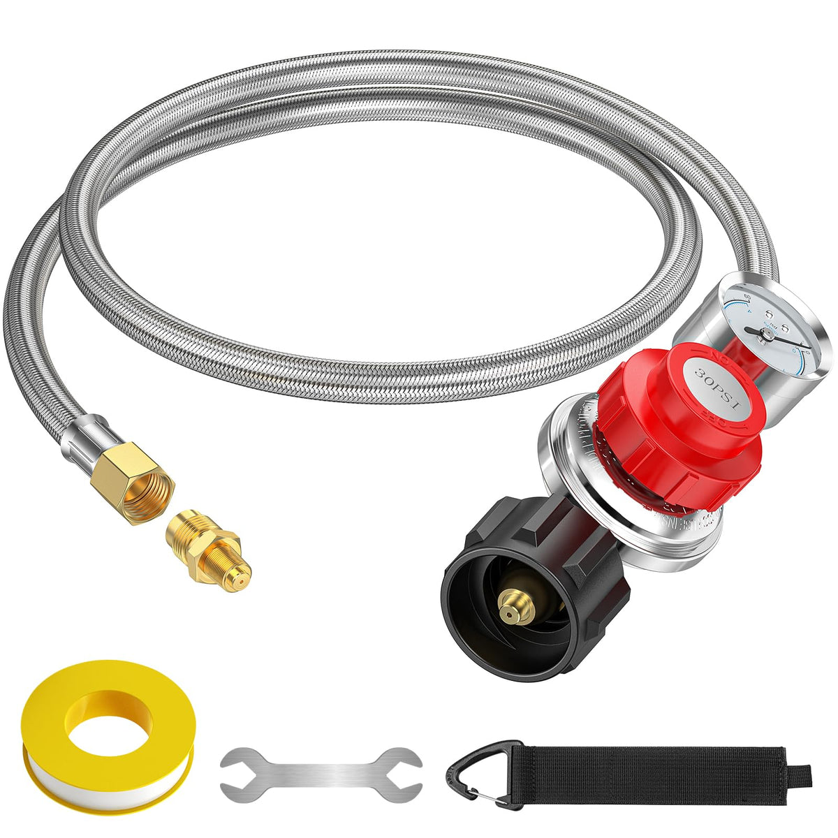 Alloxity 5ft propane regulator with gauge for precise outdoor cooking control