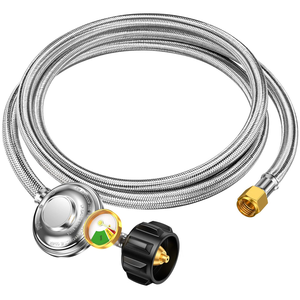 Alloxity 6ft regulator with hose for reliable outdoor cooking.