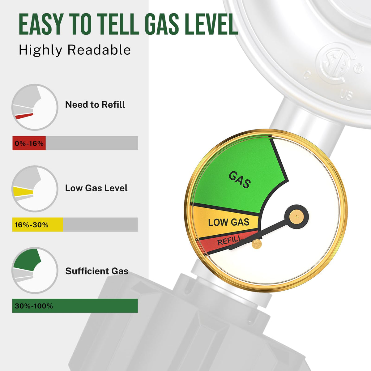 CSA-certified hose ensures safe transport from tank to grill.