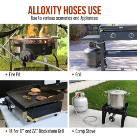 Alloxity weather-resistant hose image emphasizing durability outdoors