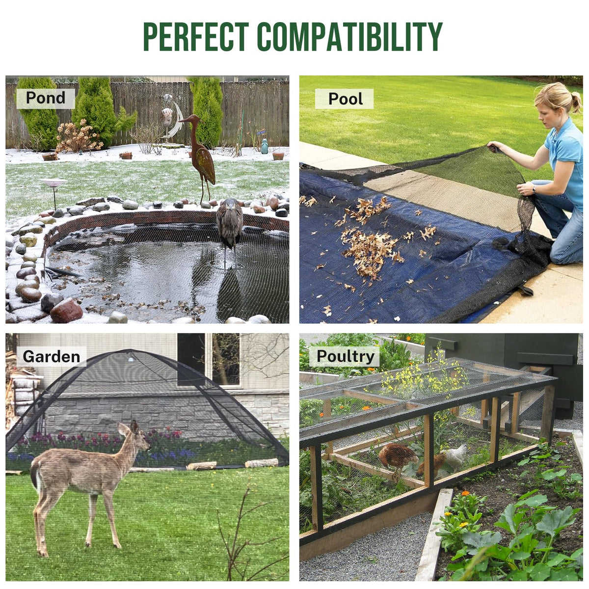 Alloxity HDPE pond netting resists sun, wind, and snow for long-lasting use