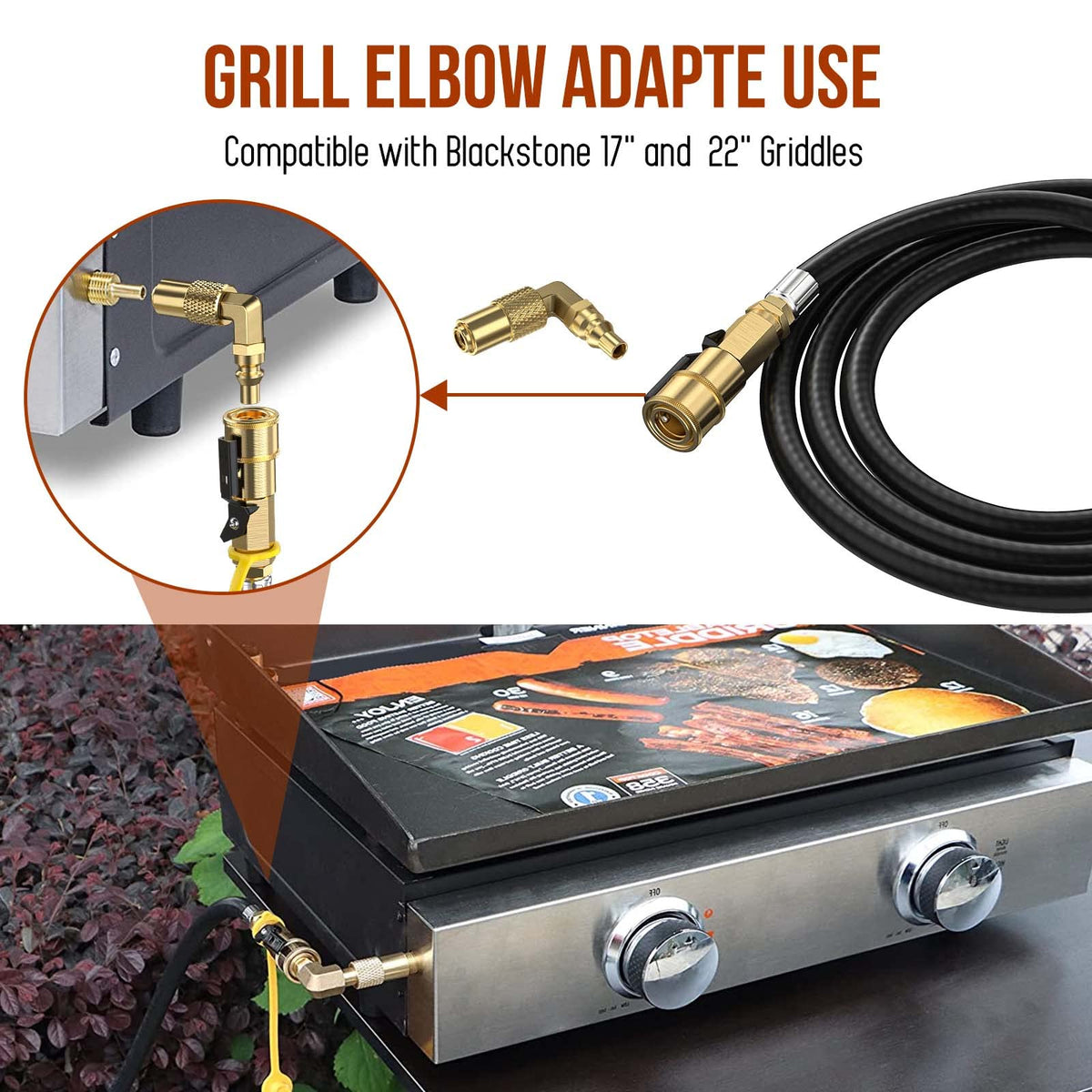 Alloxity low pressure quick connect in use between RV tank and grill.