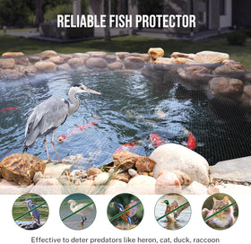 Alloxity pond netting installed over pond demonstrating easy setup