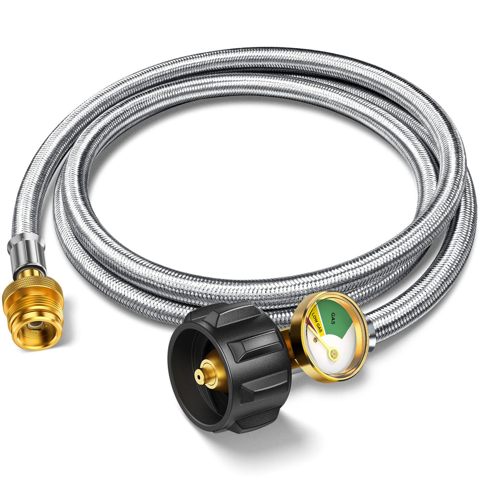 Alloxity propane hose adapter with 8ft reach for flexible 1lb to 20lb tank connections.