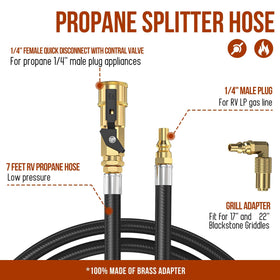 Alloxity propane hose elbow adapter enabling low pressure connection for Blackstone.