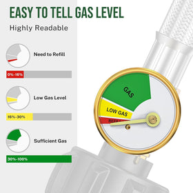 Alloxity hose gauge readout shows fuel level for uninterrupted outdoor cooking.
