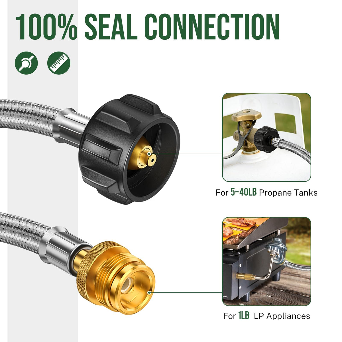 Alloxity propane hose compatible with Weber Q grills for outdoor cooking
