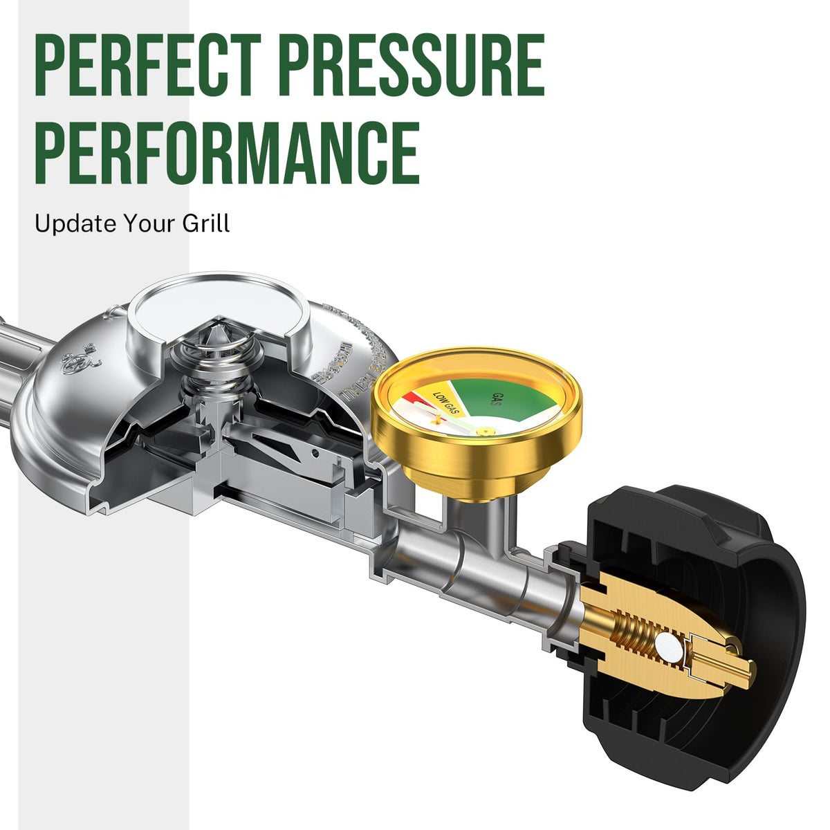 Alloxity propane hose with gauge enables quick gas level checks.