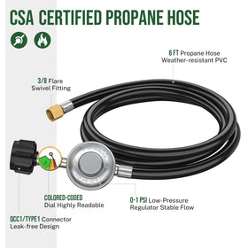 Three-layer hose with flame-retardant PVC for durable outdoor use.