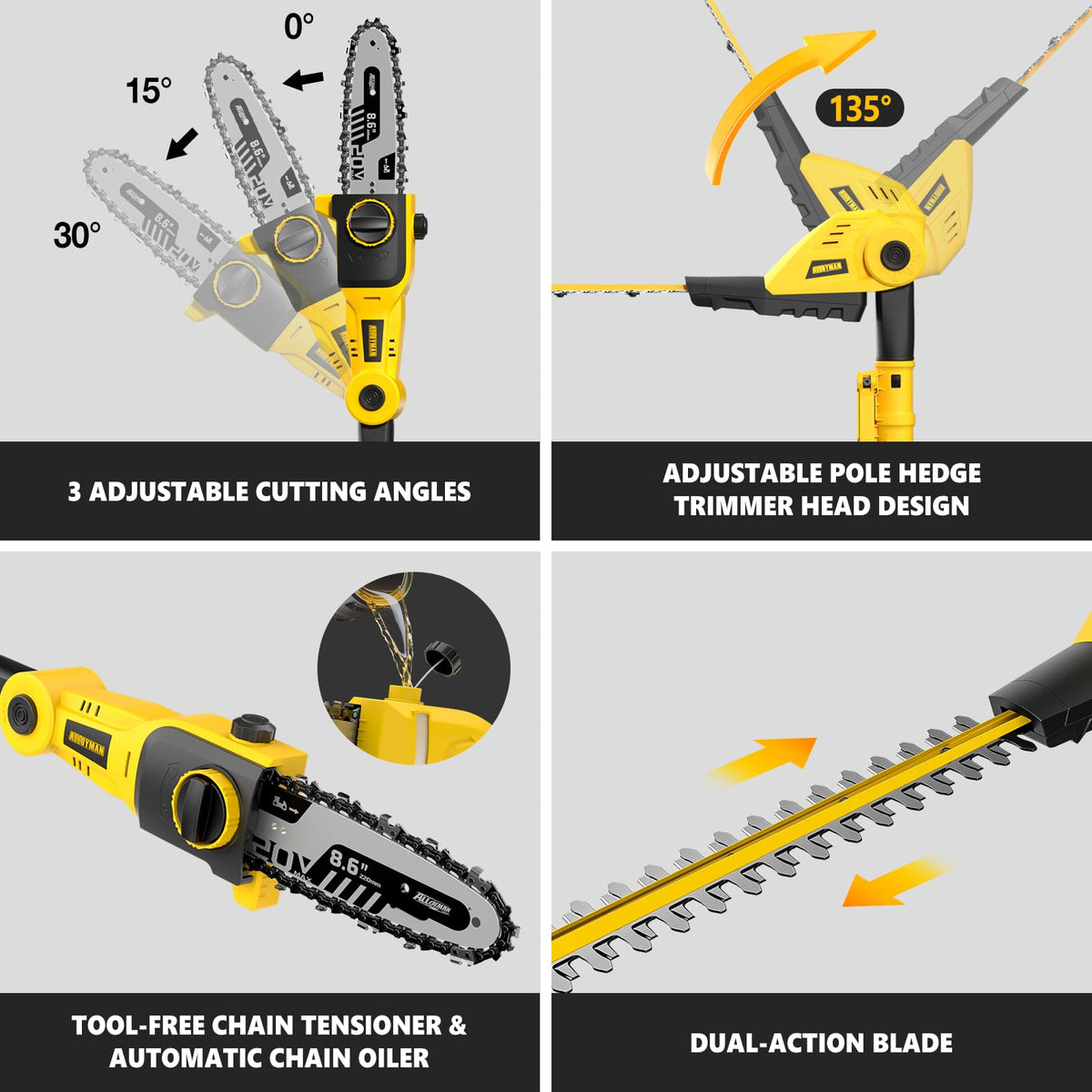 Alloyman automatic chain oiling keeps the chain running smoothly