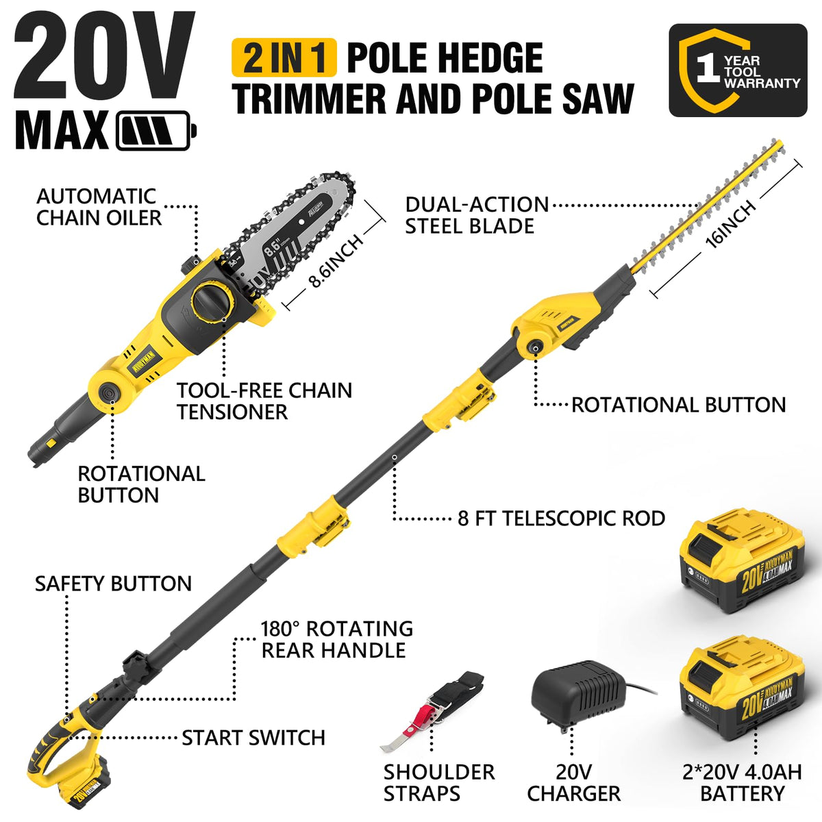 Alloyman charger powers batteries quickly for continuous pruning