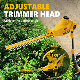 Alloyman compact, lightweight hedge trimmer weighs eight pounds for easy handling.