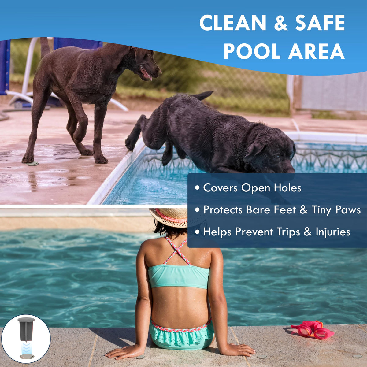 ALLSAFE 1-inch cap creates a safe, debris-free deck hole