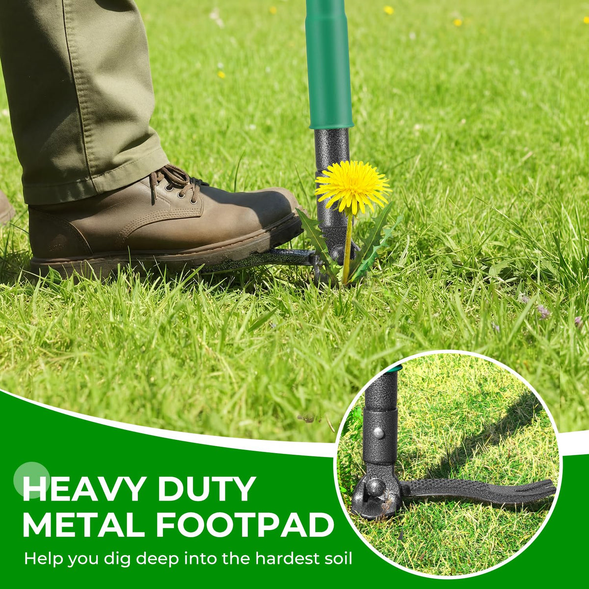 Bamboo handle provides a comfortable, natural grip during weeding