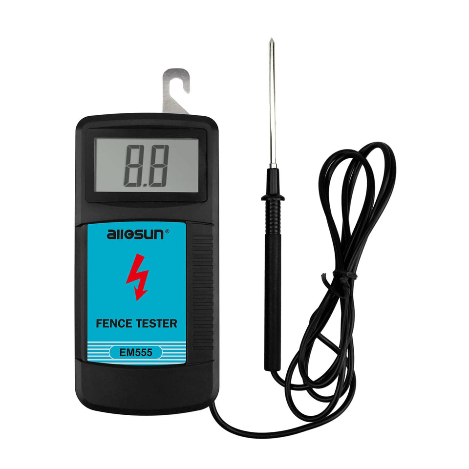 Allsun EM555 electric fence tester front view for quick fence checks