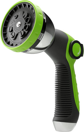 AlmaDirect ALMA garden hose nozzle with 10 patterns for versatile watering.