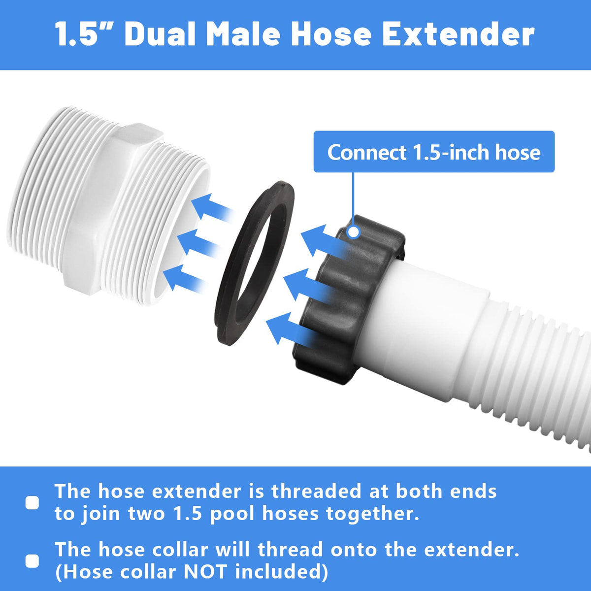 Alocs 1.5-inch pool hose connector fitting Intex and Coleman hoses