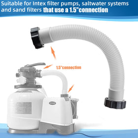 Alocs 1.5 inch interconnecting hose for Intex pumps, durable 16-inch length.