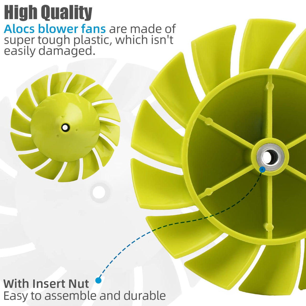 Alocs blower fan blade for Ryobi P21081 ensures steady airflow and easy swapping.