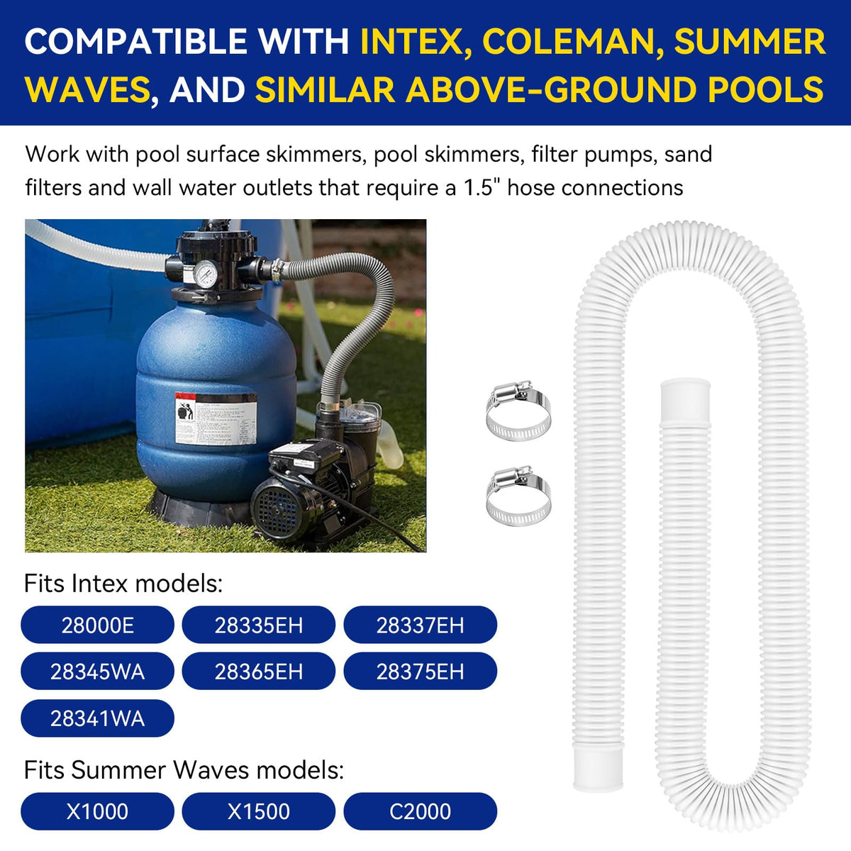 Alocs hose compatible with Intex and Coleman pool systems