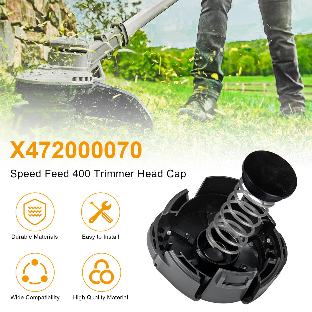 Alocs Echo trimmer head cap replacement; easy installation with no tools.