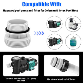 Alocs hose conversion kit in use linking Intex to non-Intex pumps.