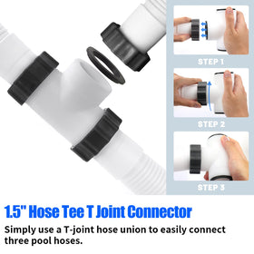 Alocs hose splitter installed on above-ground pool hose for multi-outlet flow