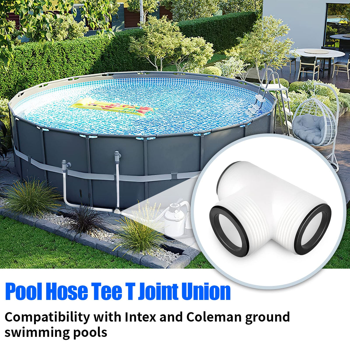 Alocs pool hose adapter in use with Intex Coleman for balanced water flow
