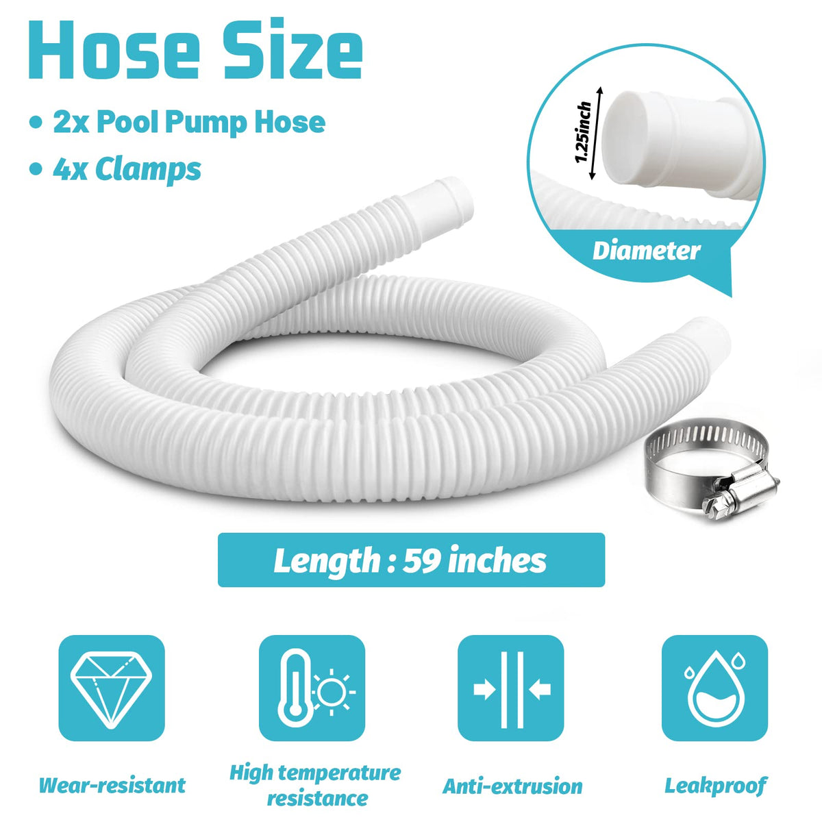 Alocs hose compatible with Intex filters for easy replacement.