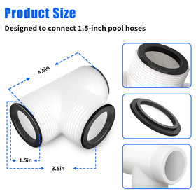 Alocs three-outlet pool hose adapter in sturdy PP with leak-preventing seals