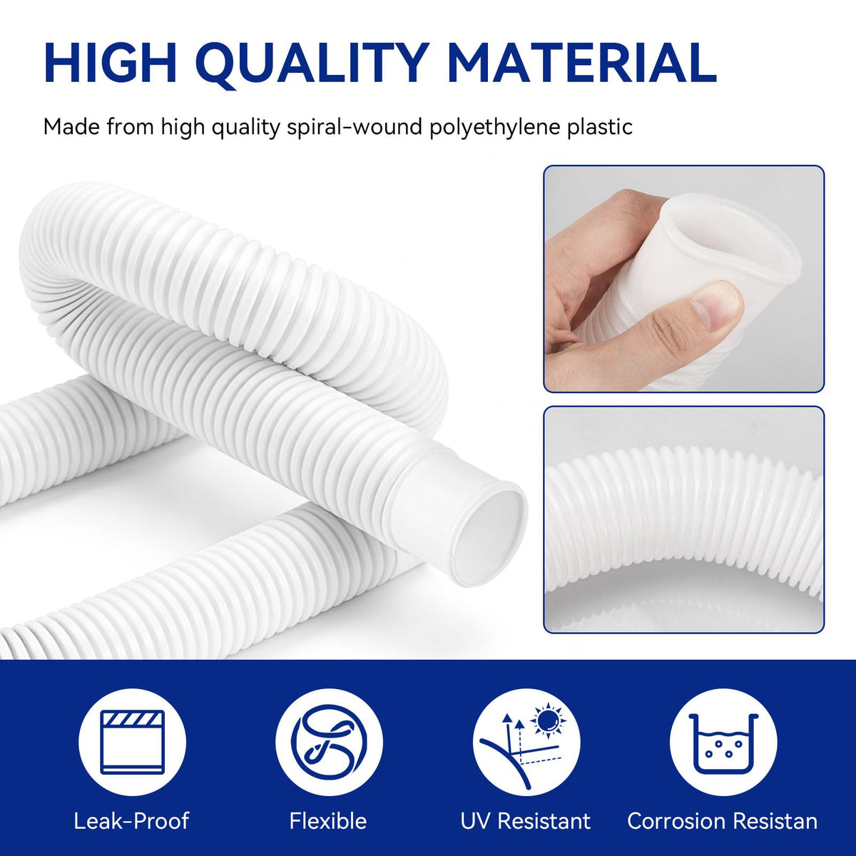 Alocs spiral-wound polyethylene hose highlighting durable construction
