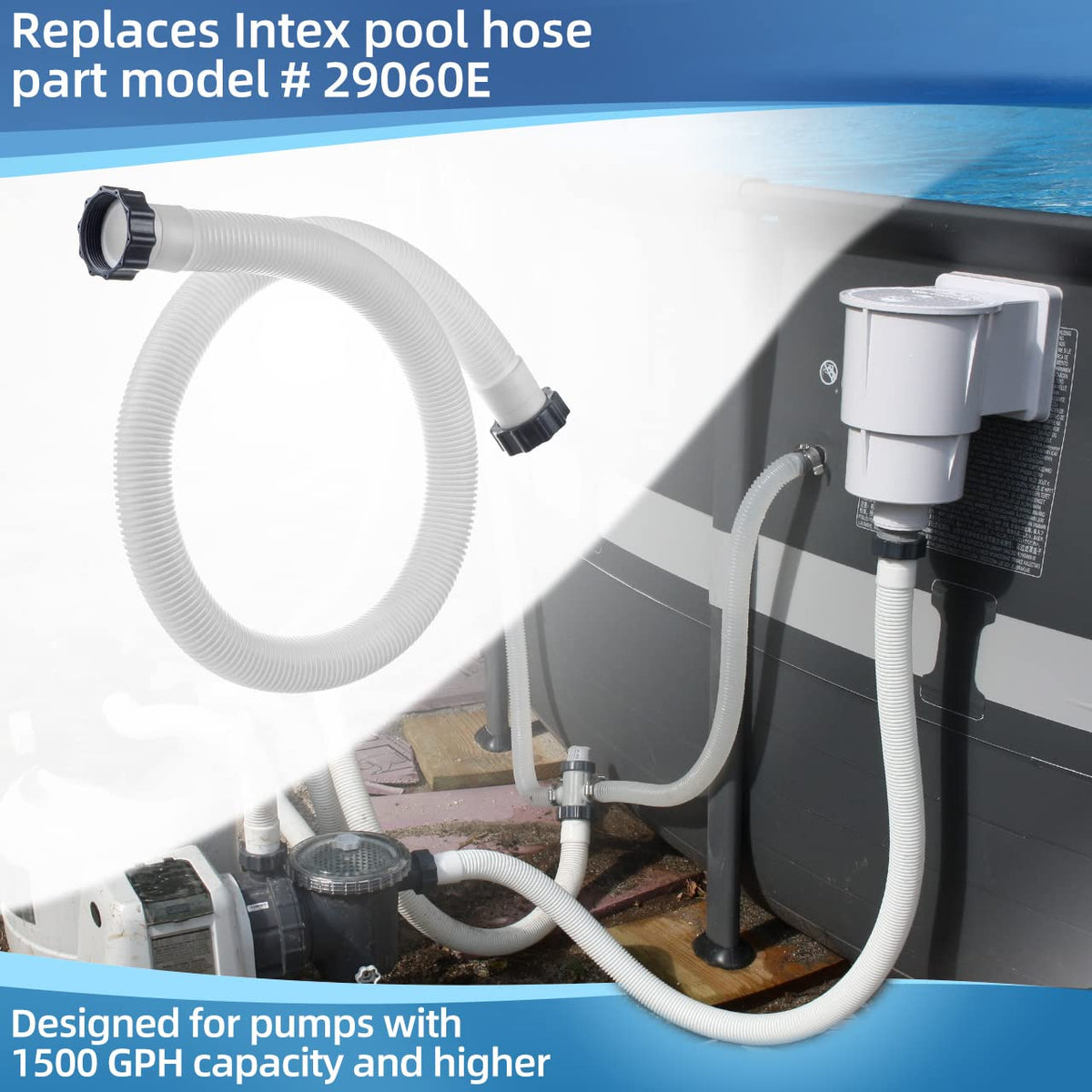 Alocs two-pack 59in hoses provide convenient pool maintenance replacements.