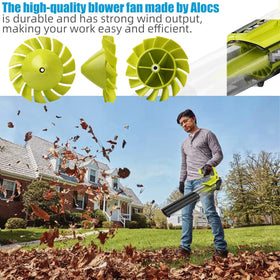 Alocs two-pack blower fan blades improve maintenance readiness for Ryobi blowers.
