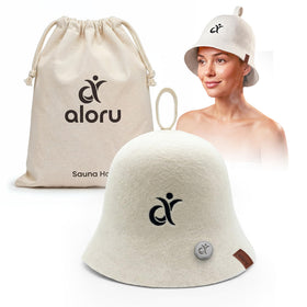 Aloru Merino Sauna Hat top view shows breathable warmth for long sessions