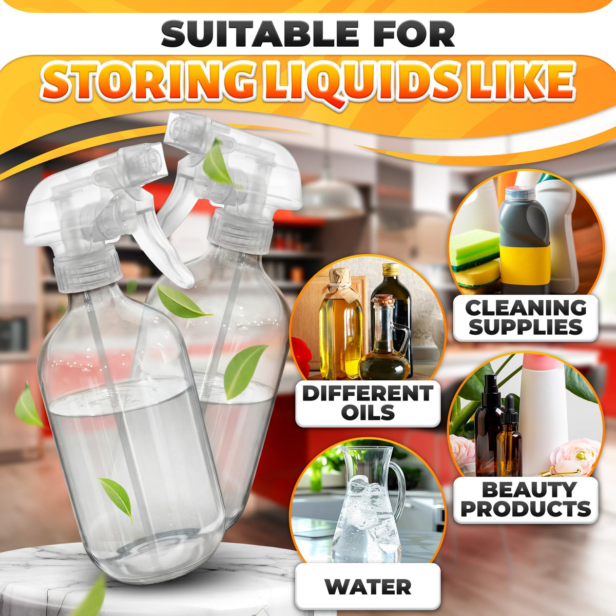ALPENKOK 8oz and 16oz bottle tops enhance everyday household tasks.