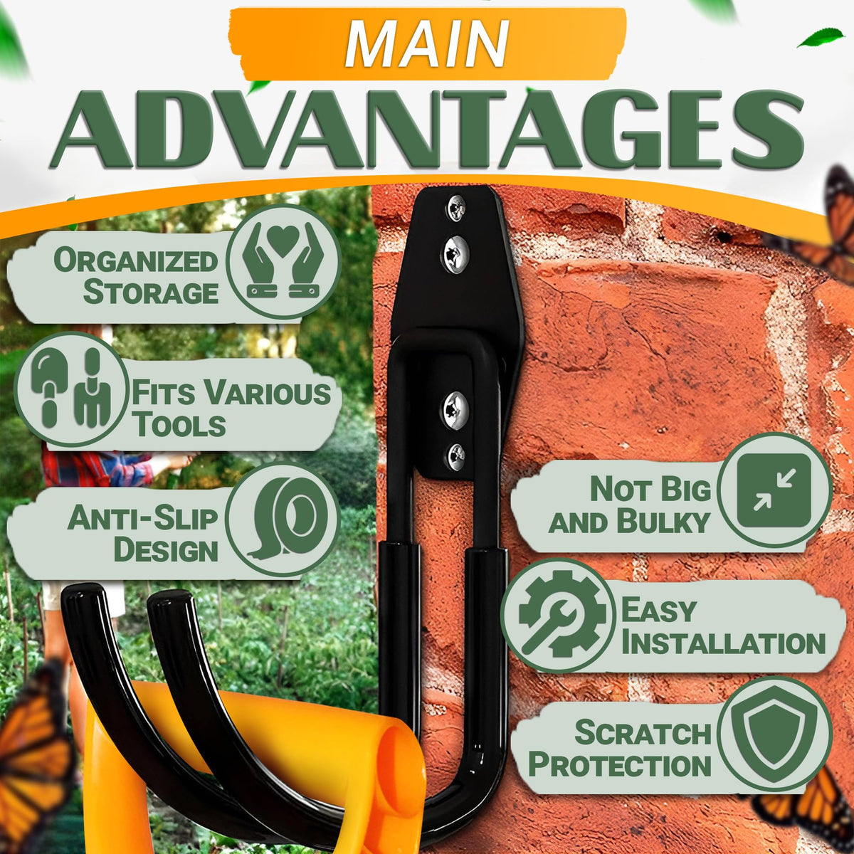 ALPENKOK Hose Hook Wall Mount anti-slip coating helps prevent tool slippage during use