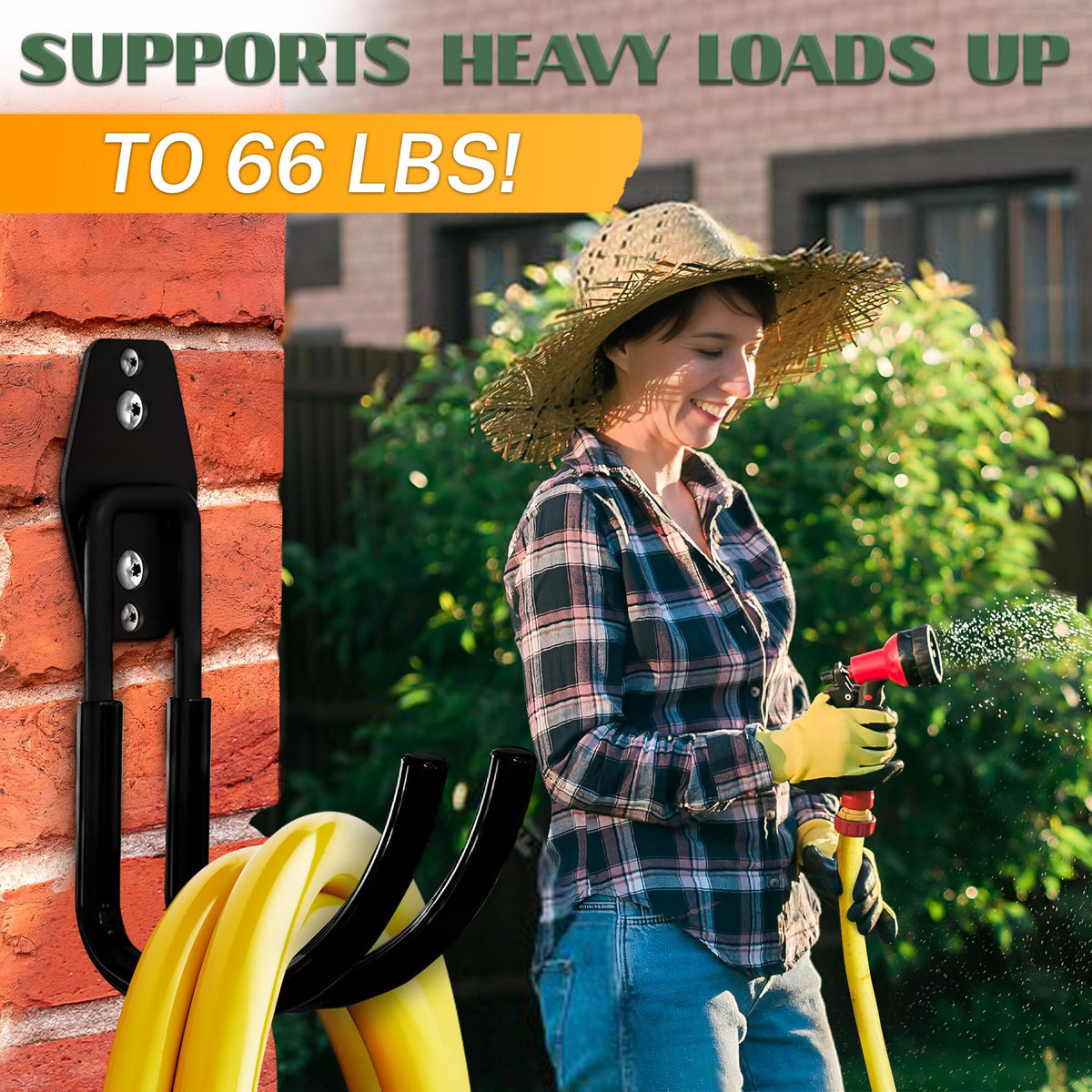 ALPENKOK Hose Hook Wall Mount stores extension cords and ladders for easy access