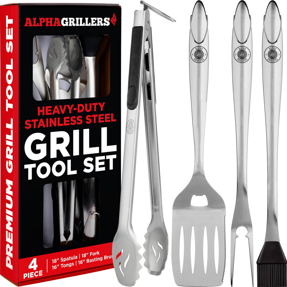Alpha Grillers spatula tool for flipping with built-in bottle opener, a key grill accessory.