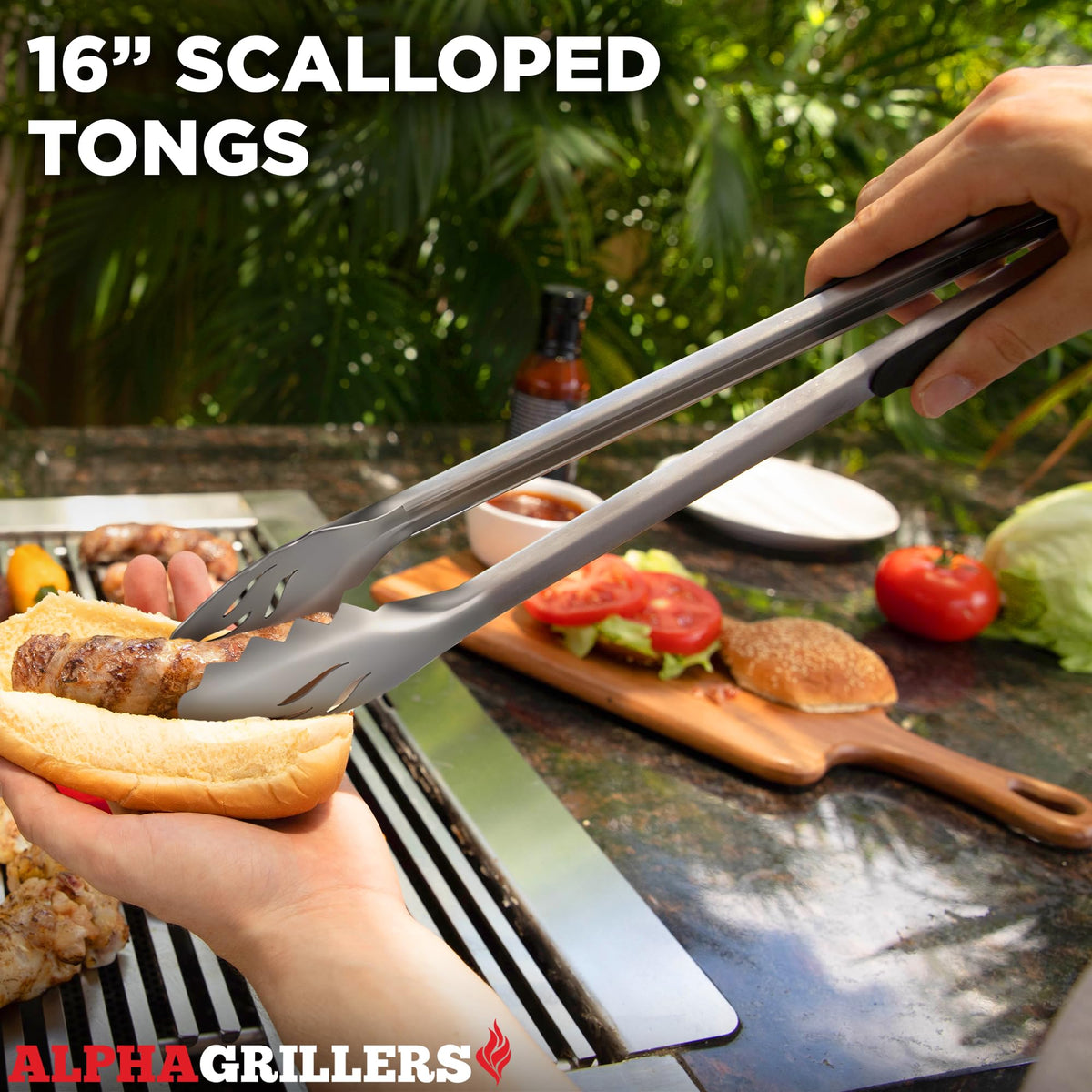 Alpha Grillers 18-inch silicone brush for even saucing and wide reach during grilling.
