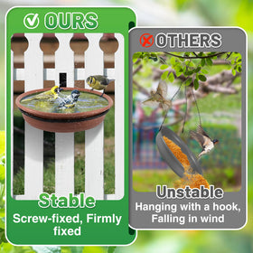 Alphatool bird bath feeder tray in brown, inviting birds to drink and perch.