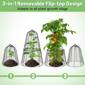 Alphatool chicken-wire plant cover with ground spikes stays stable