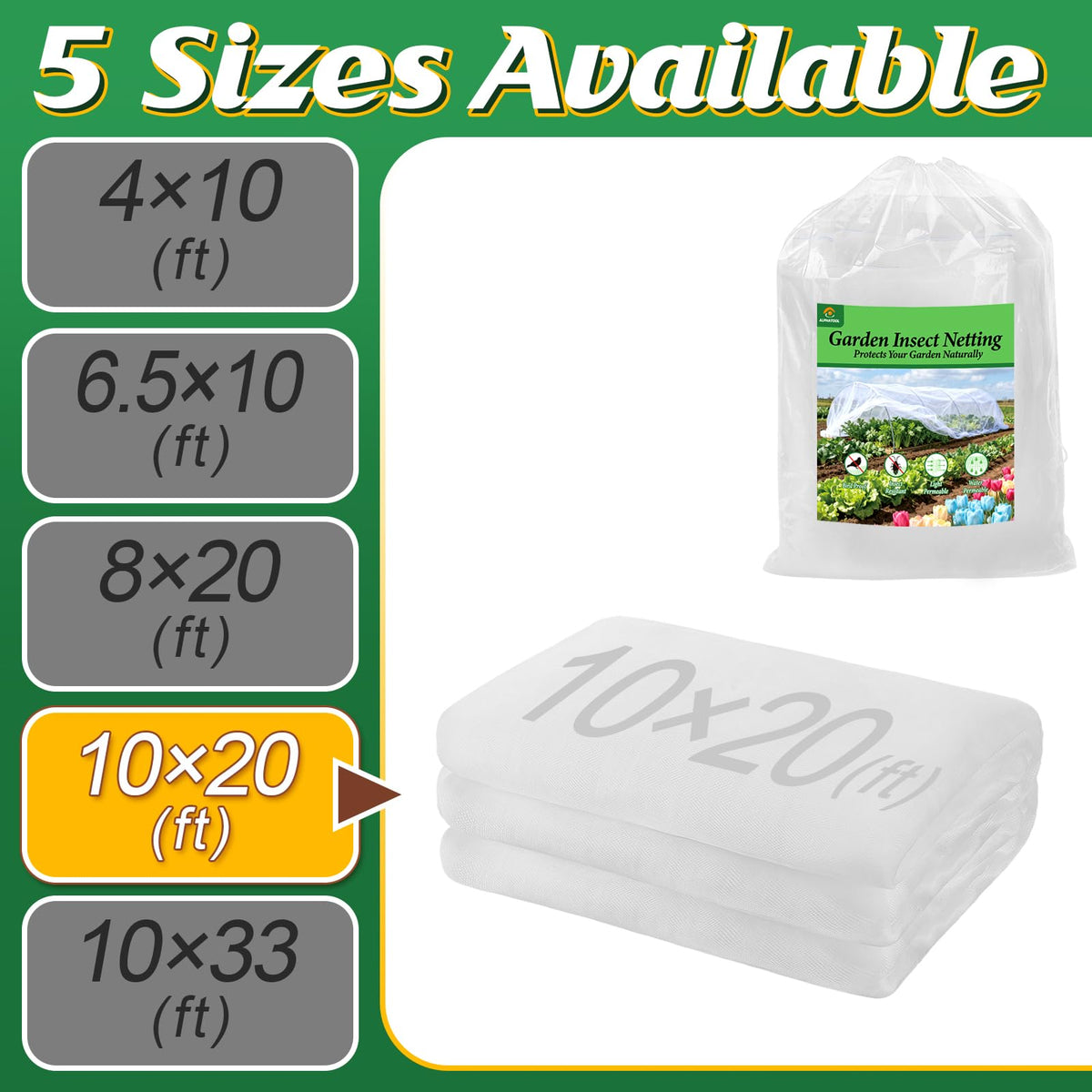 Alphatool cut-to-size garden netting for versatile protection across gardens and hoops.