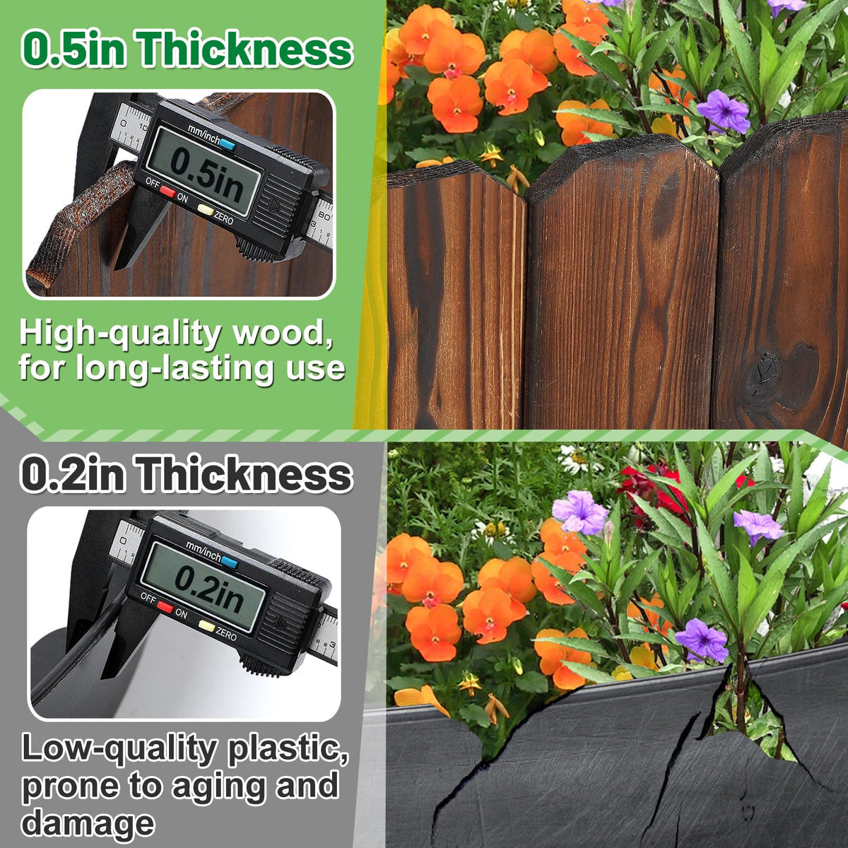 Alphatool durable pine edge planks withstand weather while defining paths.