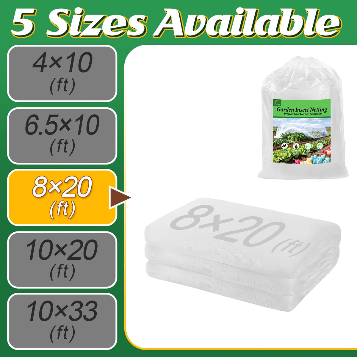 Alphatool garden hoop netting provides flexible bed protection.