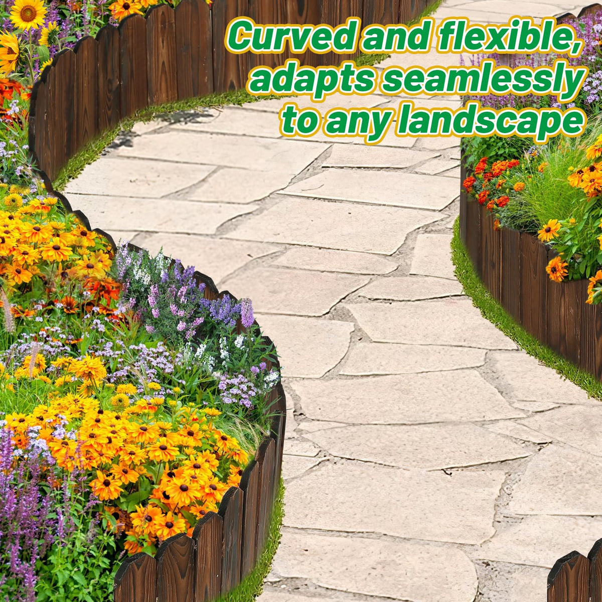 Alphatool length-adjustable edging lets you tailor borders easily.