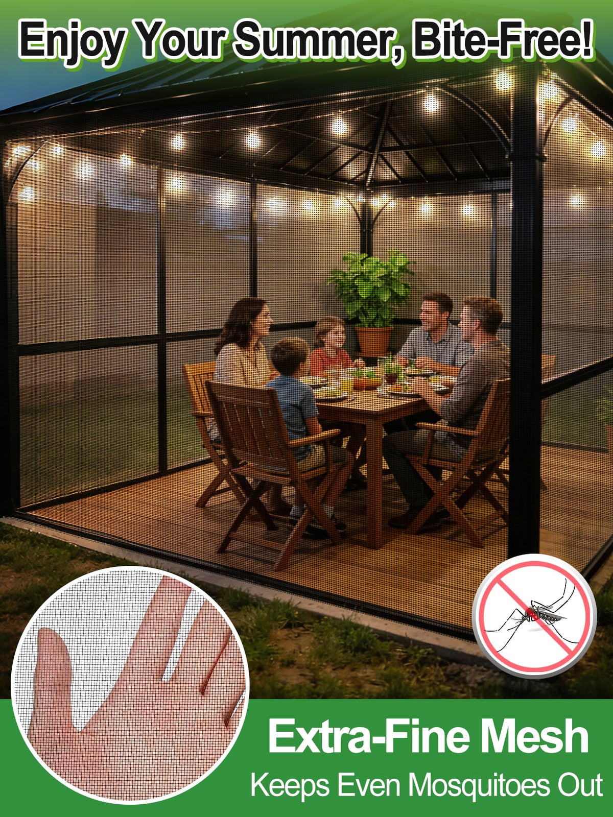 Alphatool mosquito net for patio protects outdoor spaces from insects.