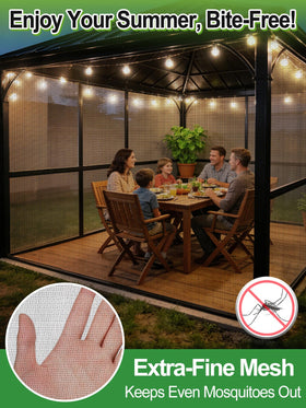 Alphatool mosquito net for patio protects outdoor spaces from insects.