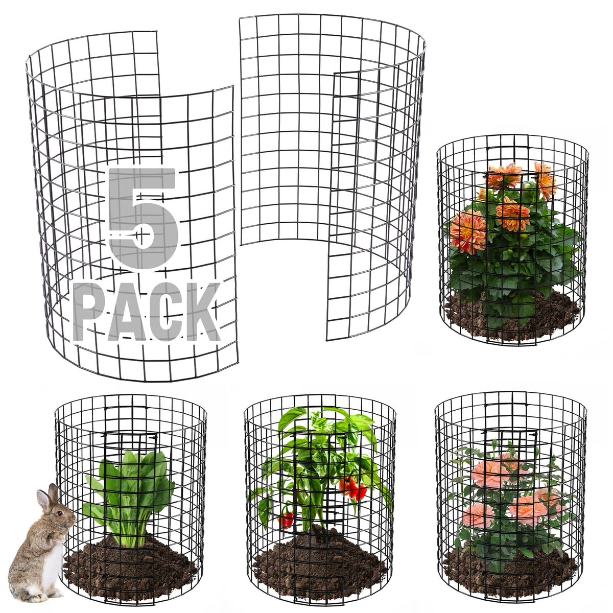 Alphatool pre-bent bunny barricade protects garden beds from rabbits and deer