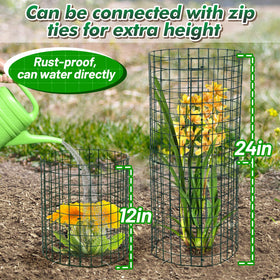 Alphatool rose protector deters rabbits by surrounding blooming plants.