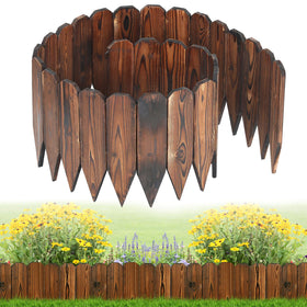 Alphatool rustic pine garden fence, 6.6ft long, creates natural borders for tidy outdoor spaces